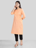 Peach Cotton Linen Long Kurti