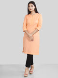 Peach Cotton Linen Long Kurti