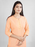 Peach Cotton Linen Long Kurti