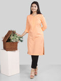 Peach Cotton Linen Long Kurti