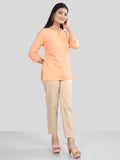 Peach Cotton Linen Short Kurti