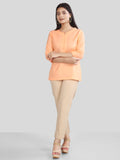 Peach Cotton Linen Short Kurti