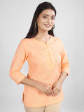 Peach Cotton Linen Short Kurti