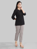 Black Cotton Linen Short Kurti