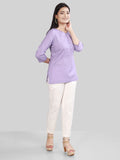 Lavender Cotton Linen Short Kurti