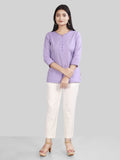 Lavender Cotton Linen Short Kurti