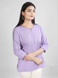 Lavender Cotton Linen Short Kurti